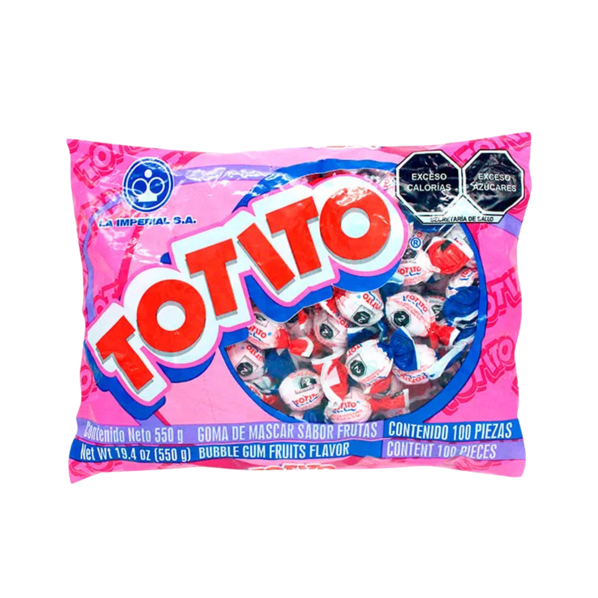 Goma de Mascar Surtido Frutas Totito La Imperial - Bolsa con 100 Piezas (550 g)