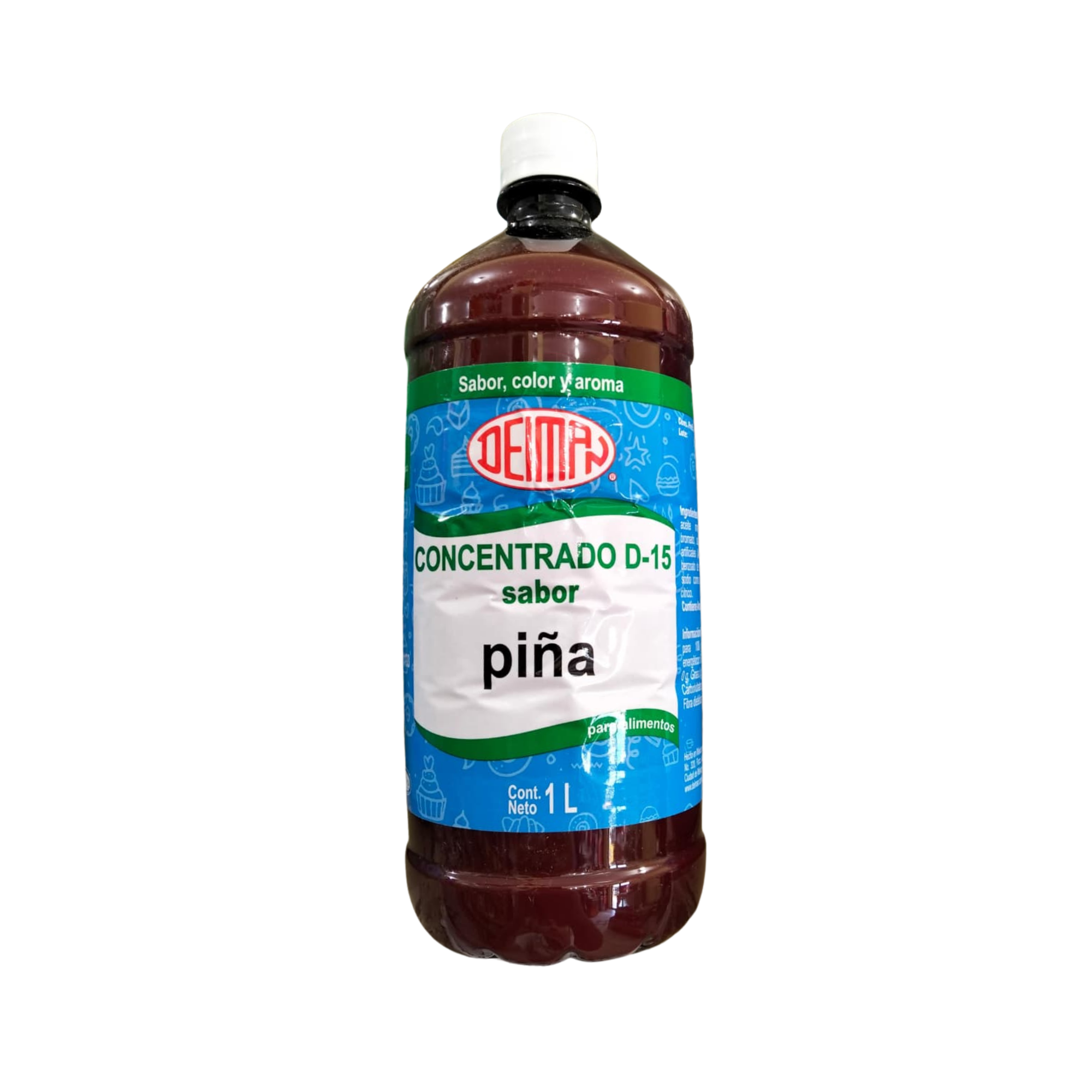Concentrado D-15 Sabor Piña Deiman - Botella de 1 Litro (Sabor, Color y Aroma)