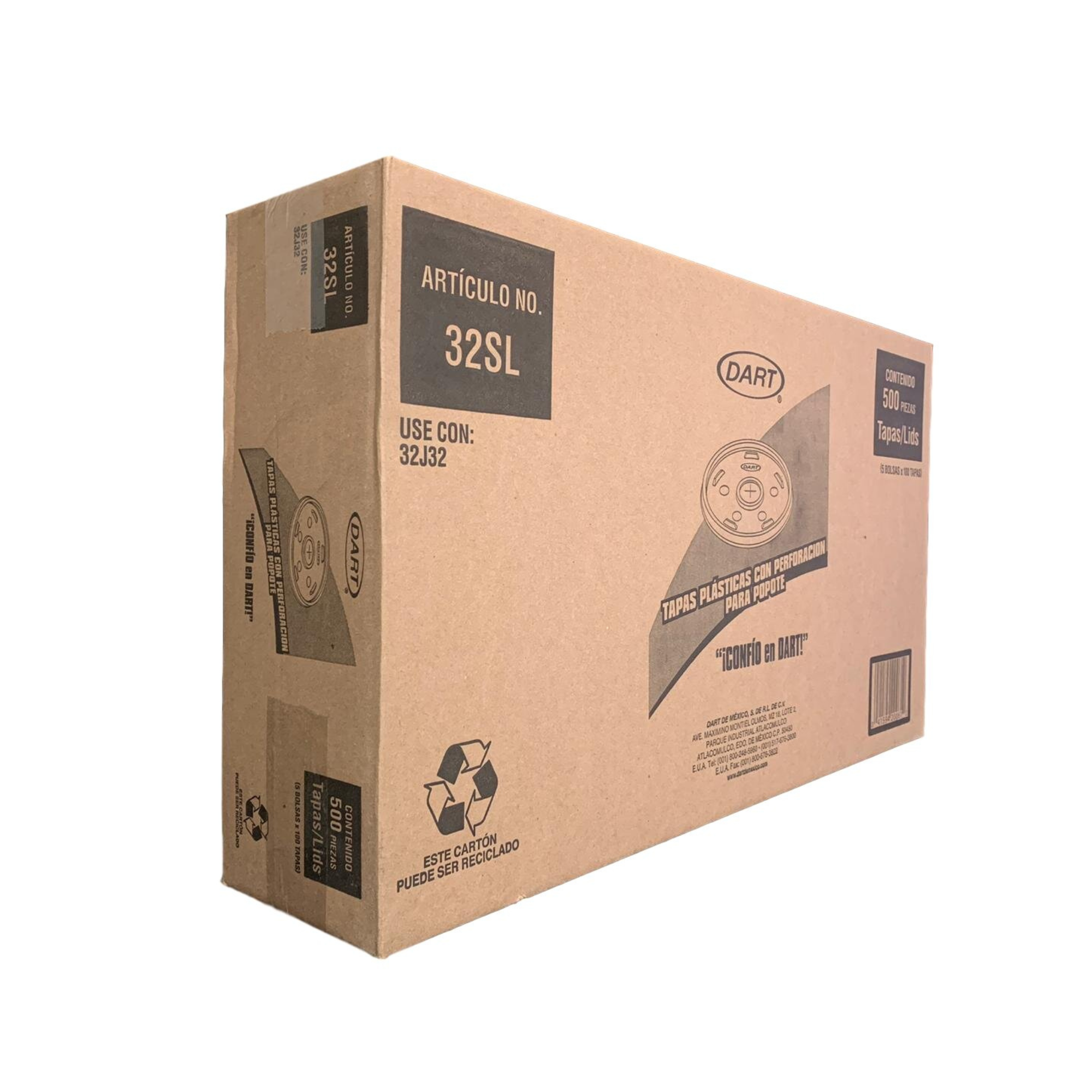 Tapa Plástica con Ranura para Popote Dart 32SL