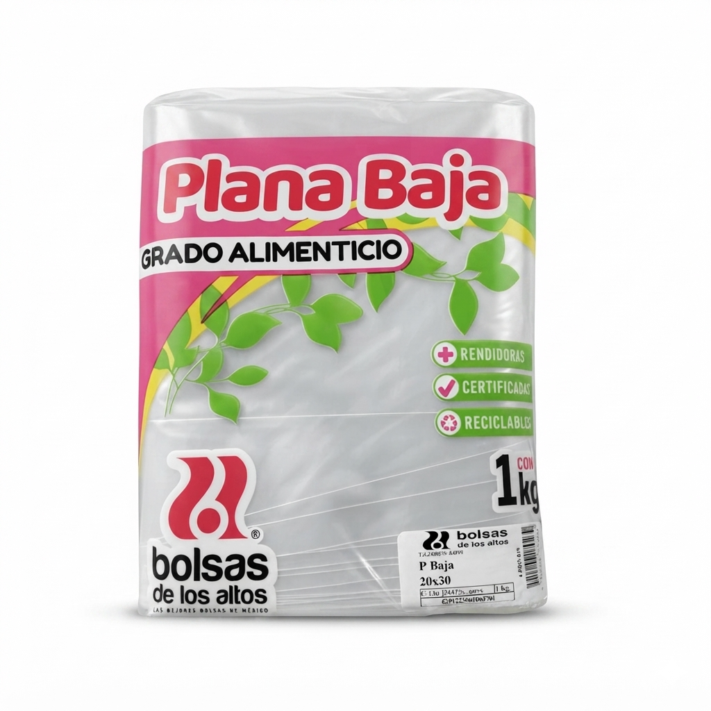 Bolsa Plana de Baja Densidad Bolsas de los Altos Paquete de 1 kg 20X30 Plana