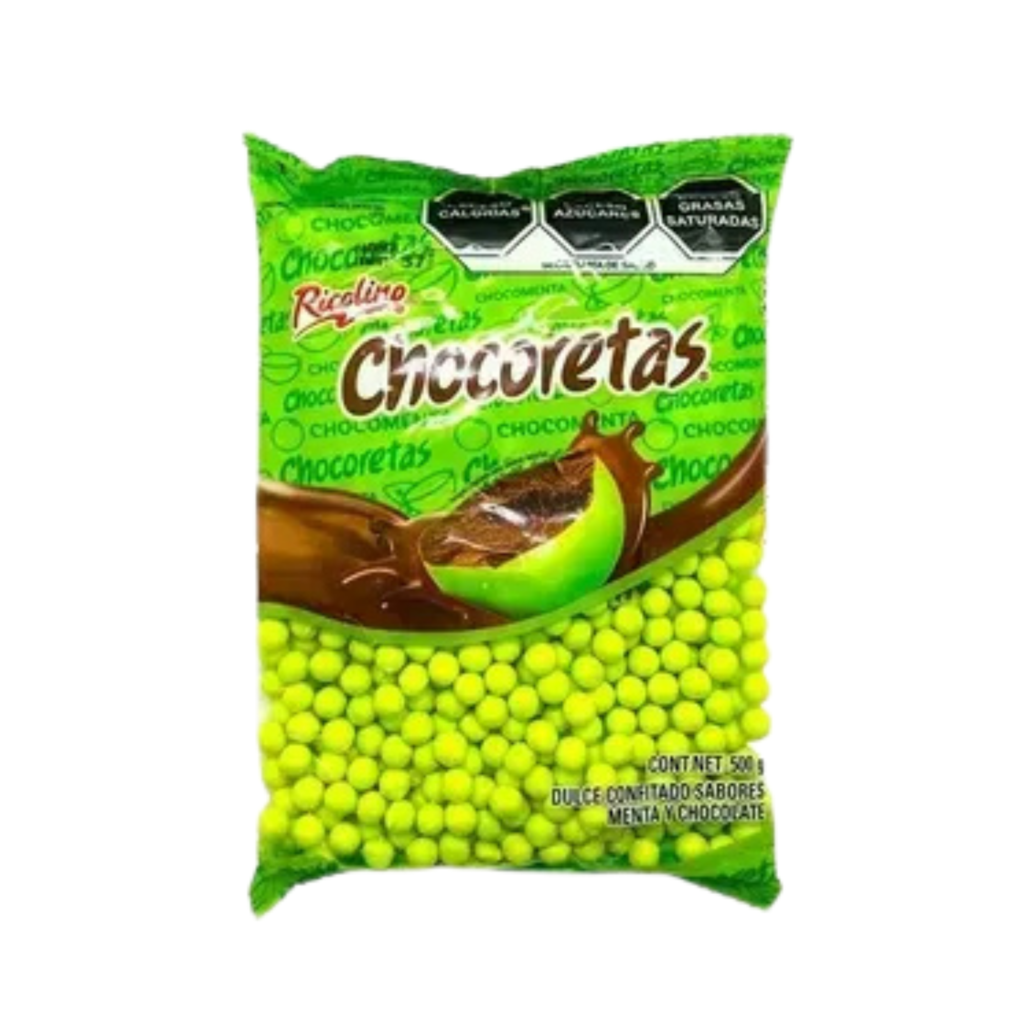Dulce Confitado Sabor Menta y Chocolate Chocoretas Ricolino - Bolsa de 500 g