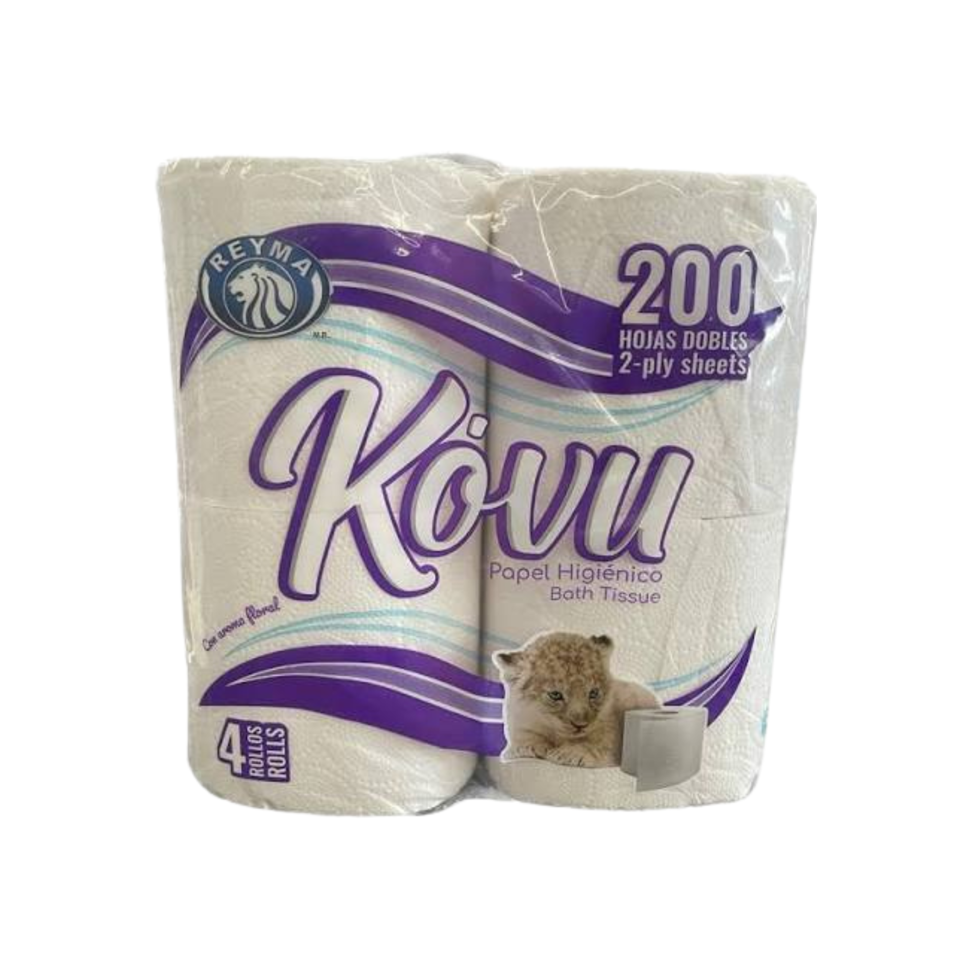 Papel Higiénico Kovu Hoja Doble Paquete con 4 Rollos de 200 Hojas