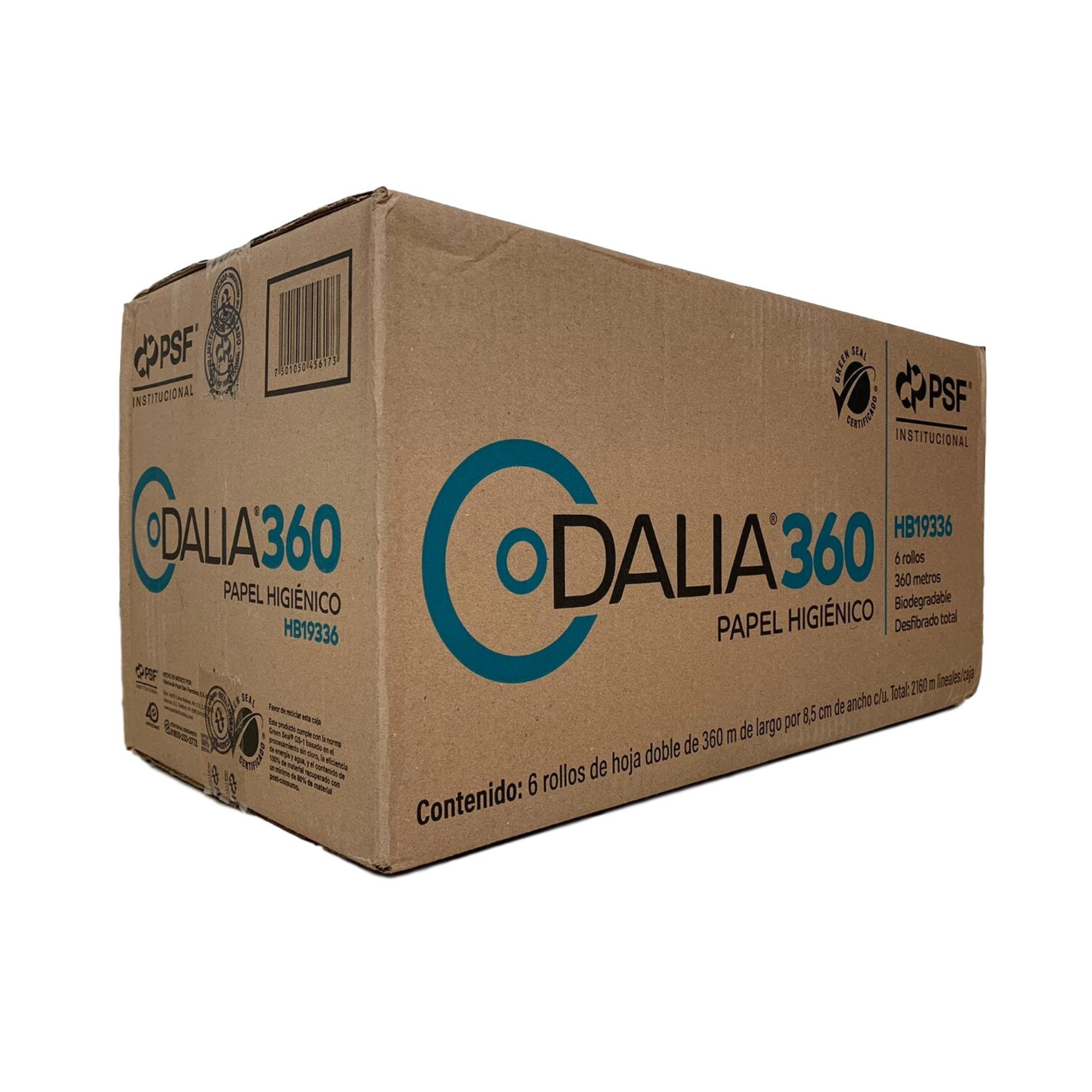 Papel Higiénico Institucional Dalia 360 Hoja Doble Caja con 6 Rollos de 360 m
