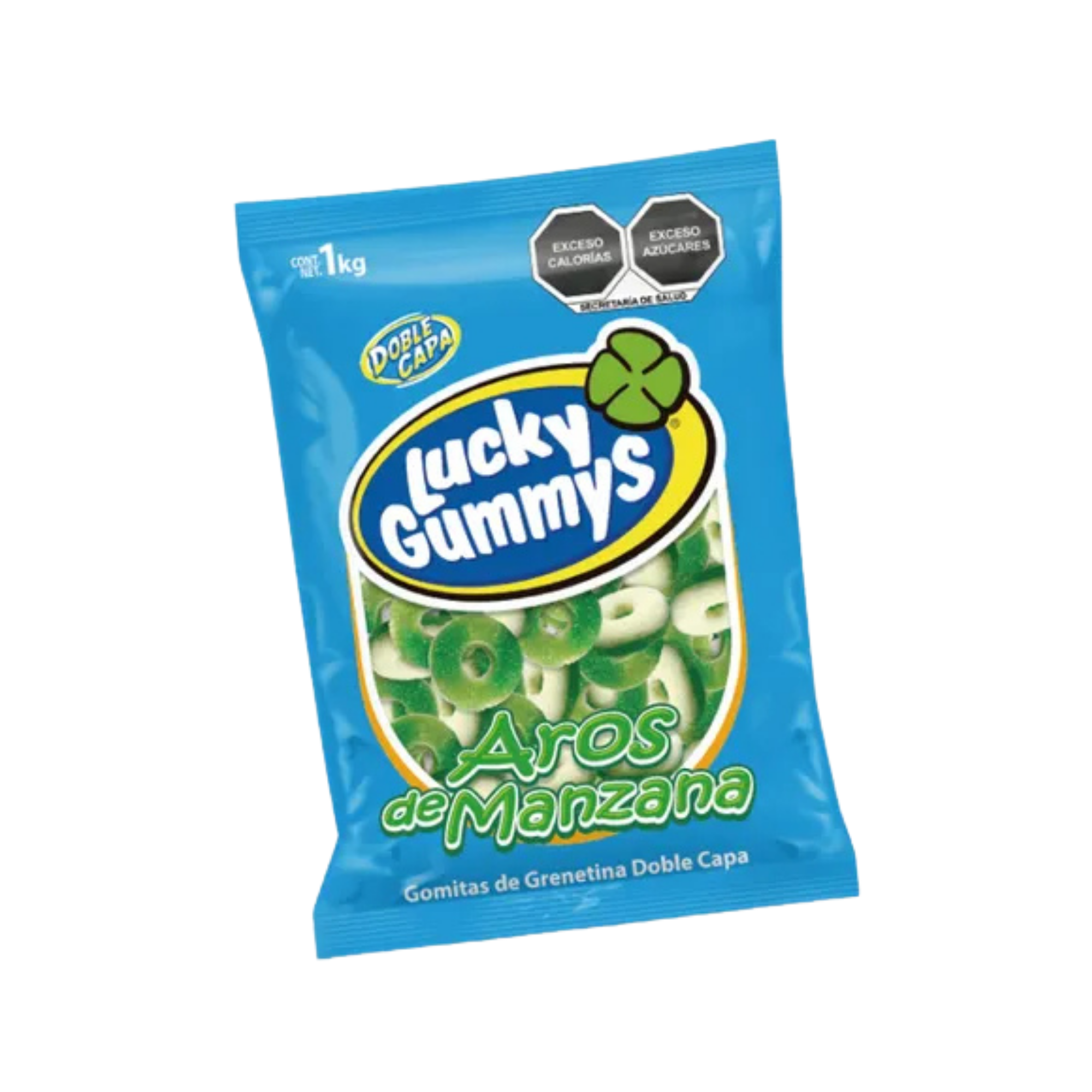 Gomitas de Grenetina Doble Capa Aros de Manzana Lucky Gummys - Bolsa con 1 kg