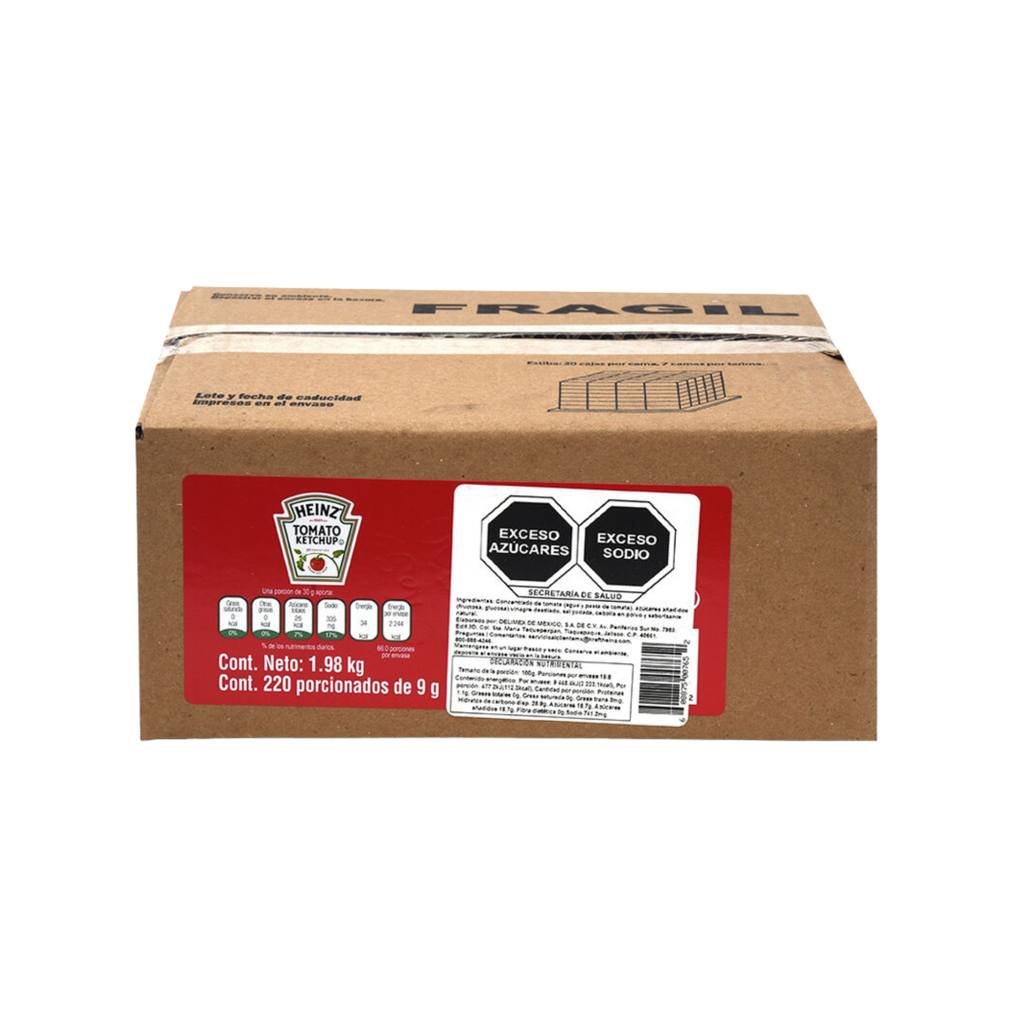 Salsa Catsup Heinz Caja con 220 Sobres Individuales de 9 g