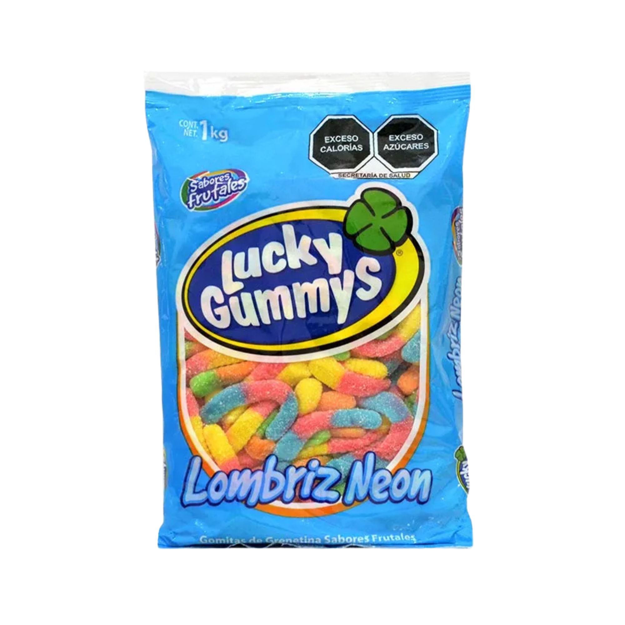 Gomitas de Grenetina Sabores Frutales Lombrices Neón Lucky Gummys - Bolsa de 1 kg