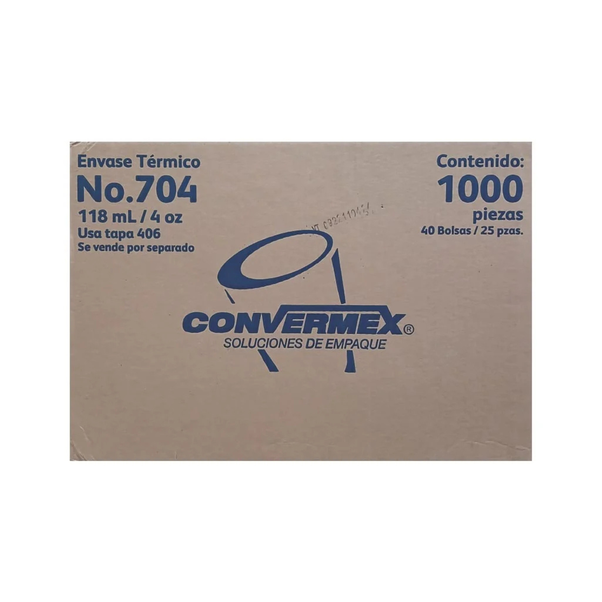 Envase Térmico Convermex 704 de 4oz Paquete con 25 Piezas