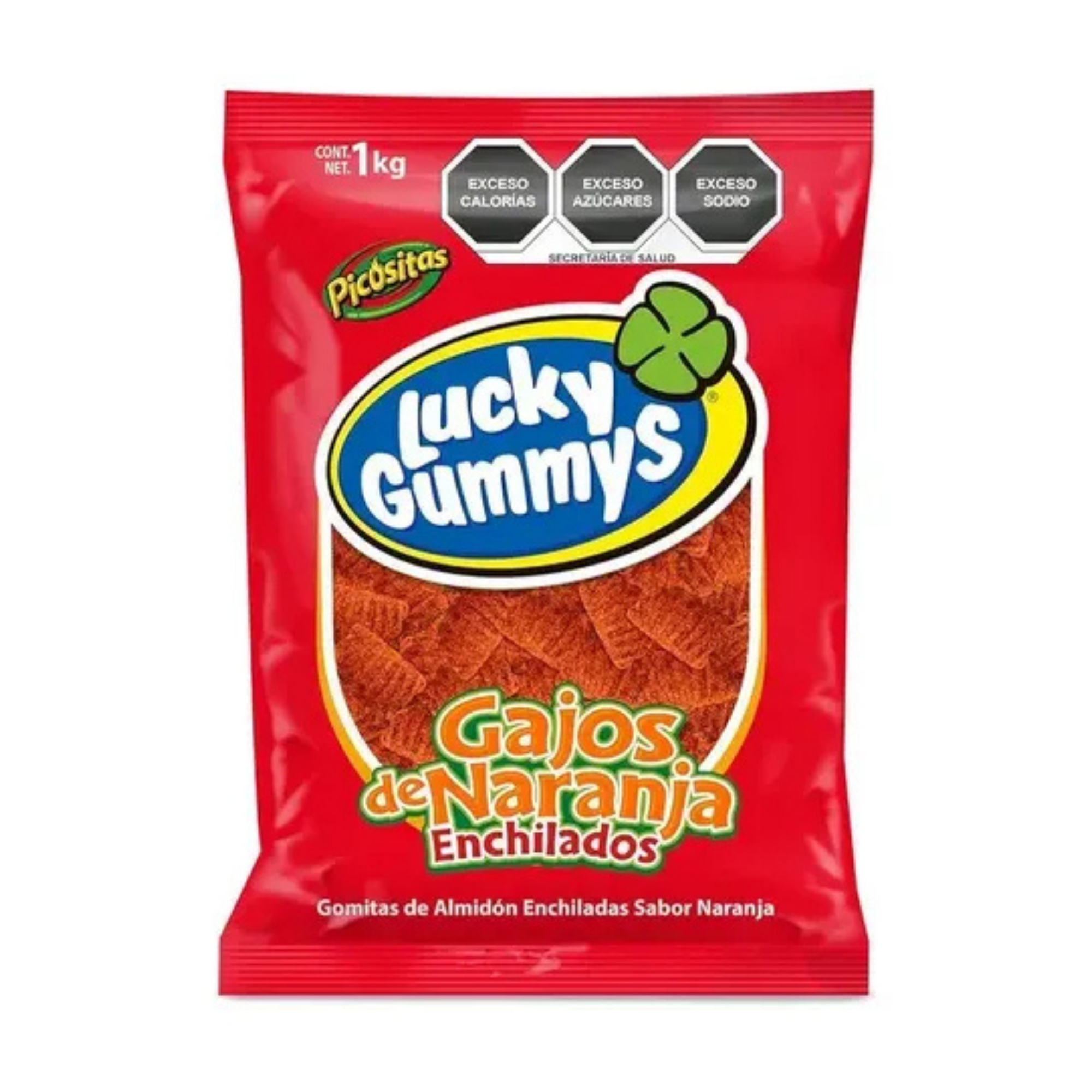 Gomitas de Almidón Enchiladas Sabor Naranja Gajos Lucky Gummys - Bolsa de 1 kg