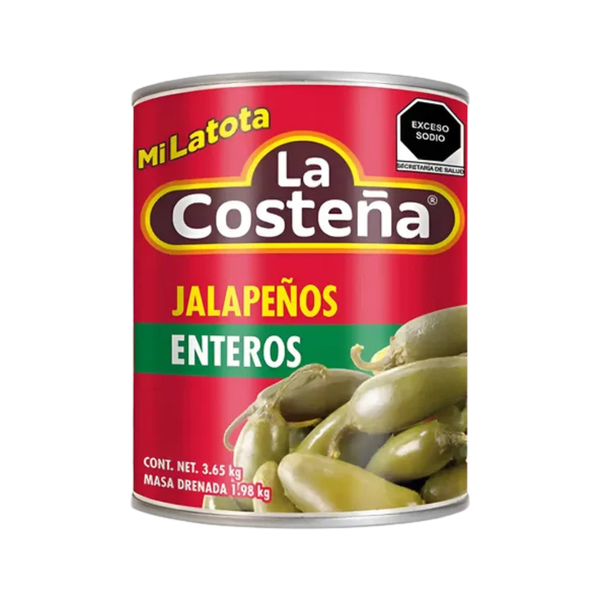 Chiles Jalapeños Enteros La Costeña Mi Latota de 3.65 kg Venta al Mayoreo