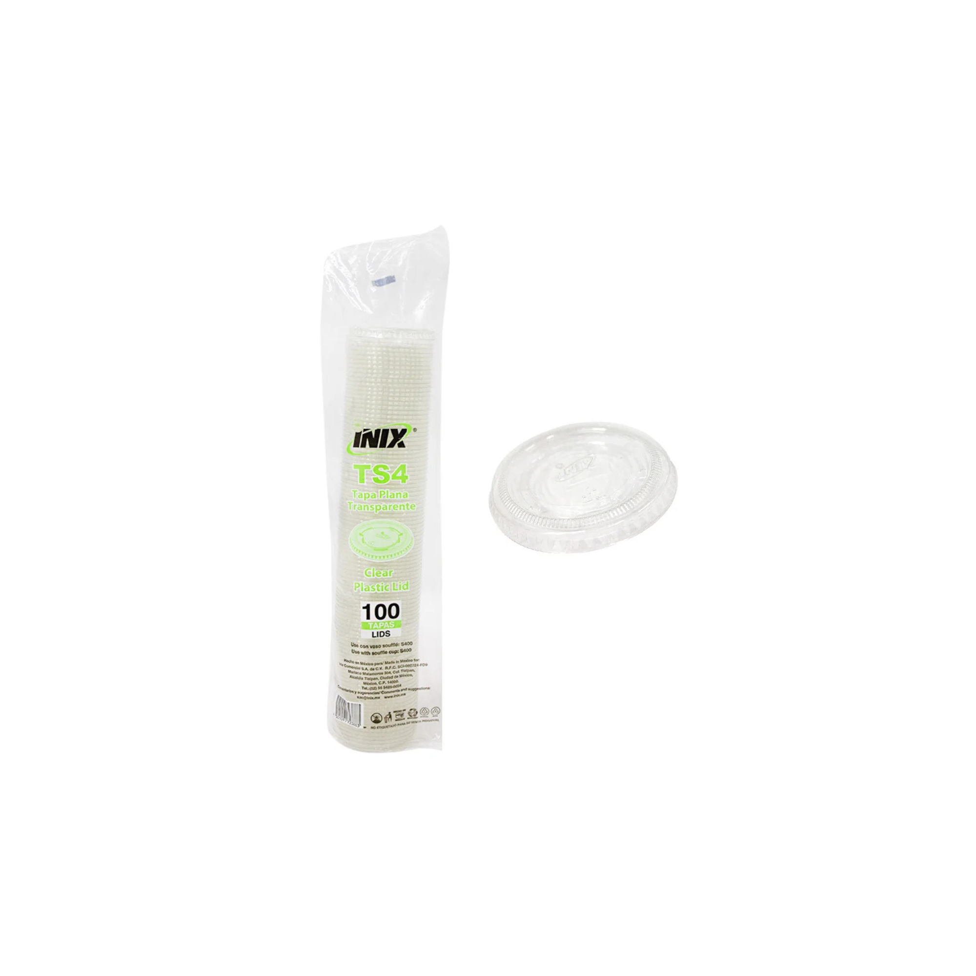Tapa Plástica para Soufflé INIX TS4 4oz Paquete con 100 Piezas
