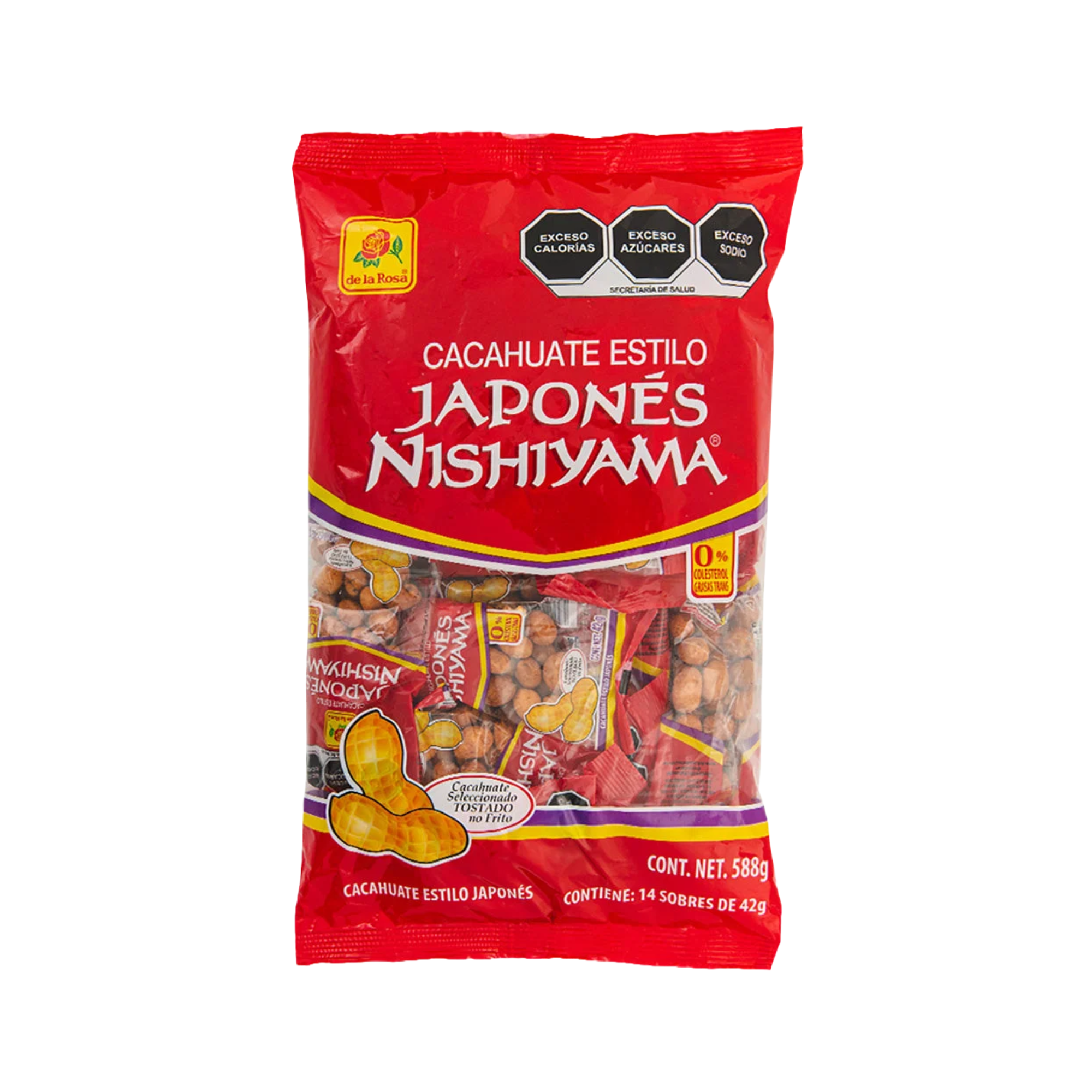 Cacahuate Estilo Japonés Nishiyama De la Rosa - Bolsa con 14 Sobres (588 g)