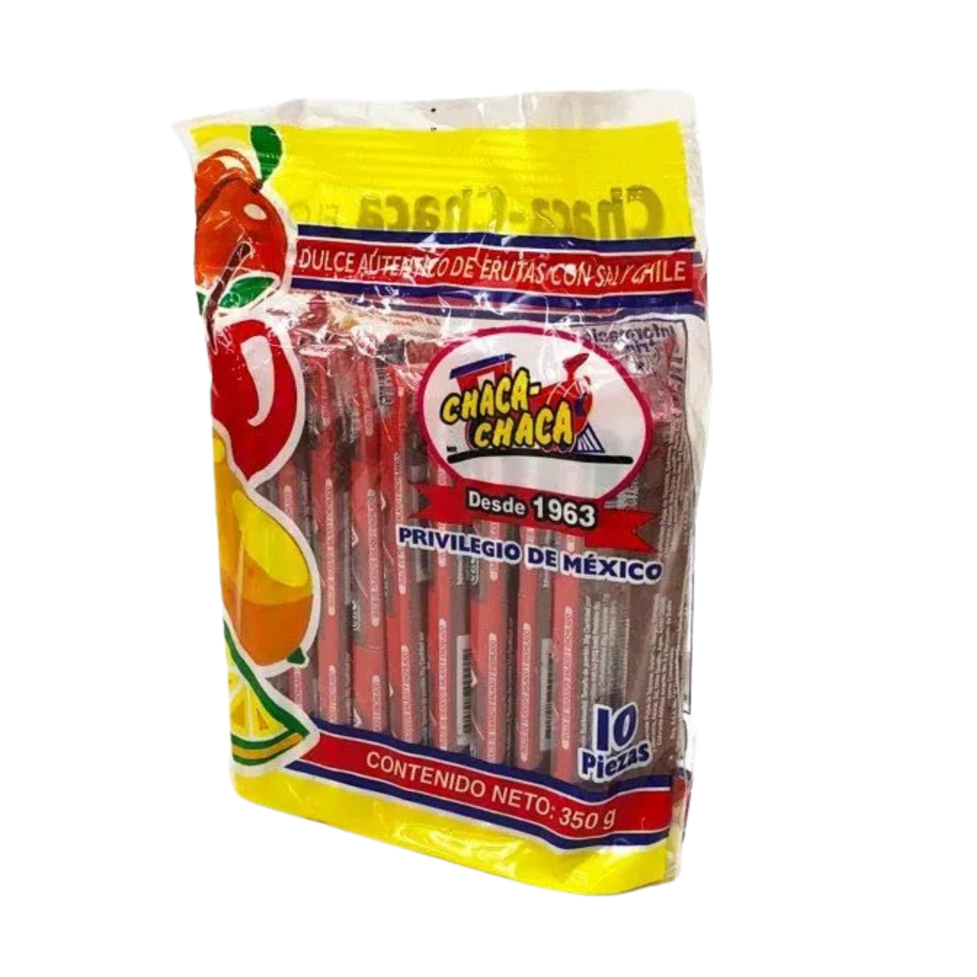 Dulce Auténtico de Frutas con Sal y Chile Rielitos Chaca Chaca - Bolsa con 10 Piezas (350 g)