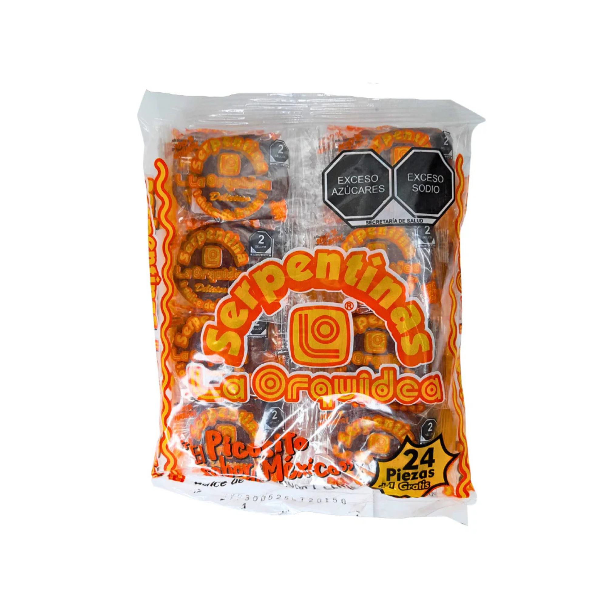 Dulce Auténtico de Tamarindo y Frutas Serpentinas La Orquídea - Bolsa con 24 Piezas (+1 Gratis)