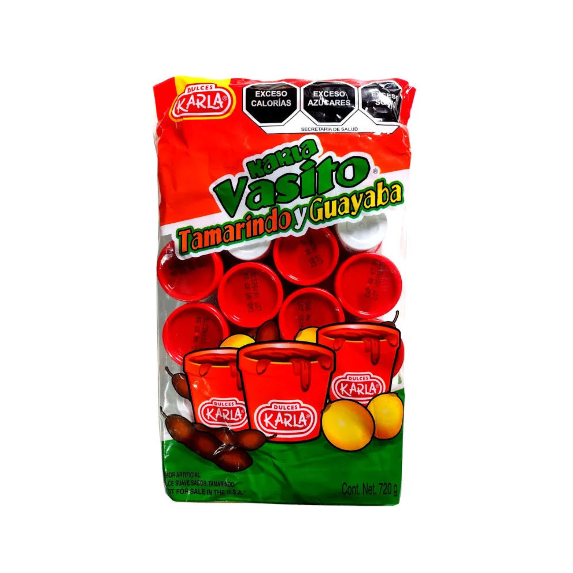 Dulce Suave Sabor Tamarindo y Guayaba Vasito Karla - Bolsa con 24 Piezas (720 g)