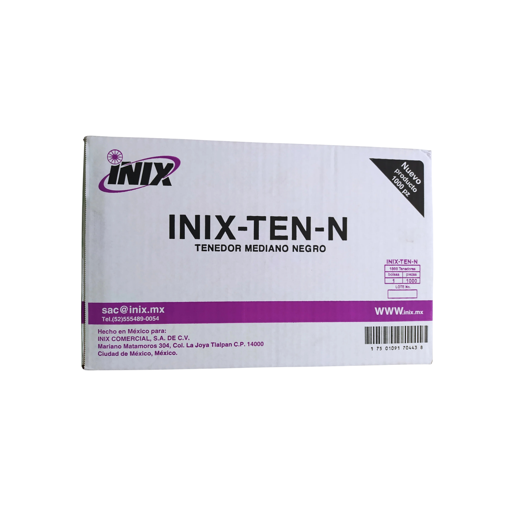 Tenedor Mediano de Plástico Negro Inix INIX-TEN-N Caja con 1000 Piezas