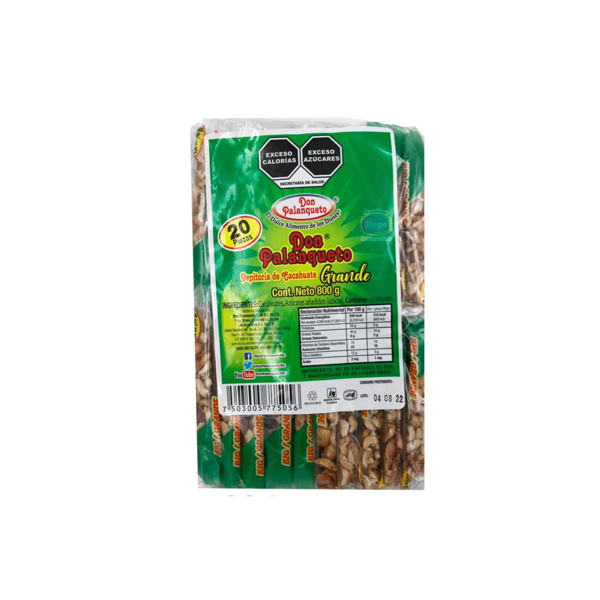 Pepitoria de Cacahuate Grande Don Palanqueto - Paquete con 20 Piezas (800 g)