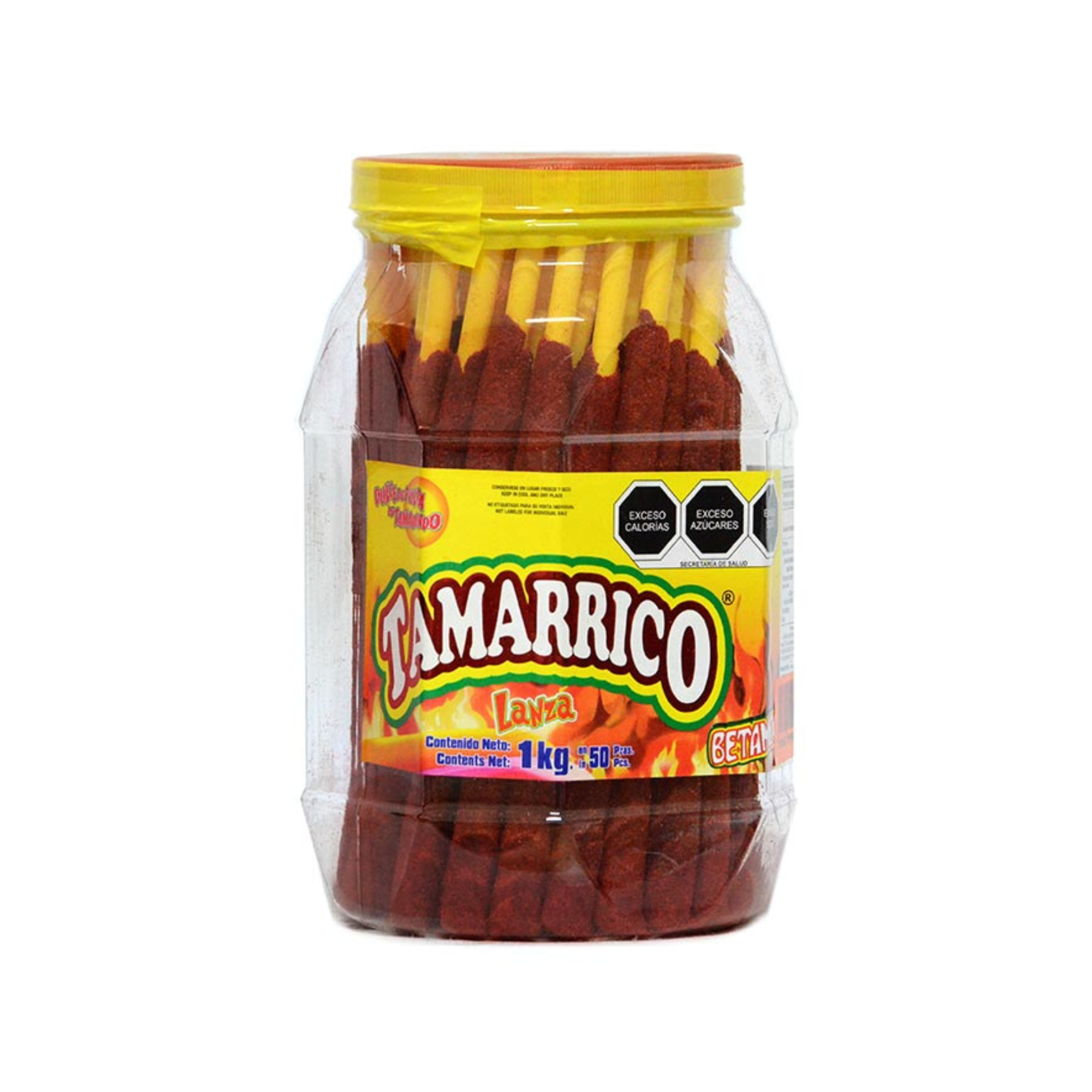 Banderillas de Caramelo Enchilado Tamarrico Betamex - Tarro con 50 Piezas (1 kg)