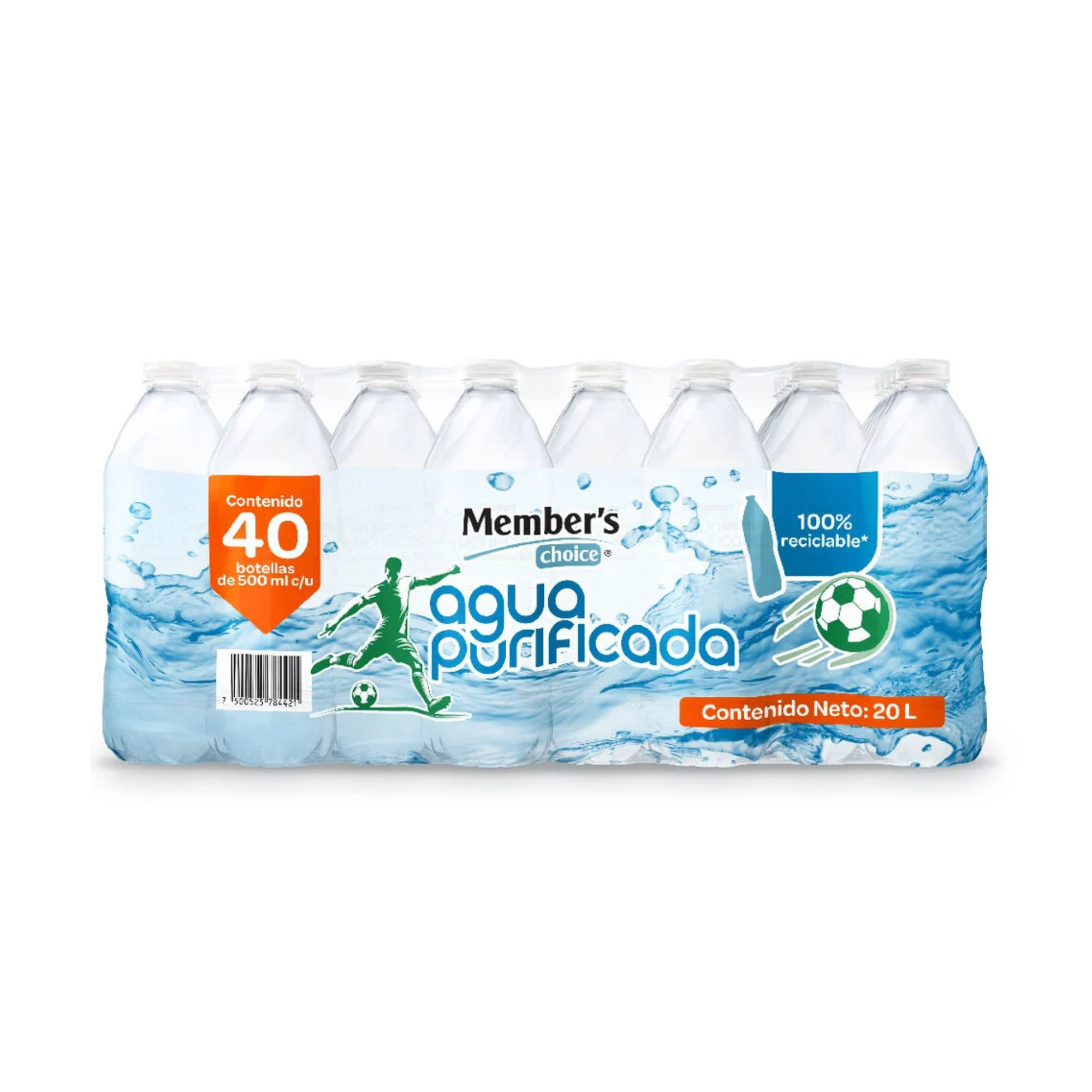 Paquete de Agua Purificada Member's Choice - Tarima / Pack con 40 Botellas de 500 ml (20 L Totales)