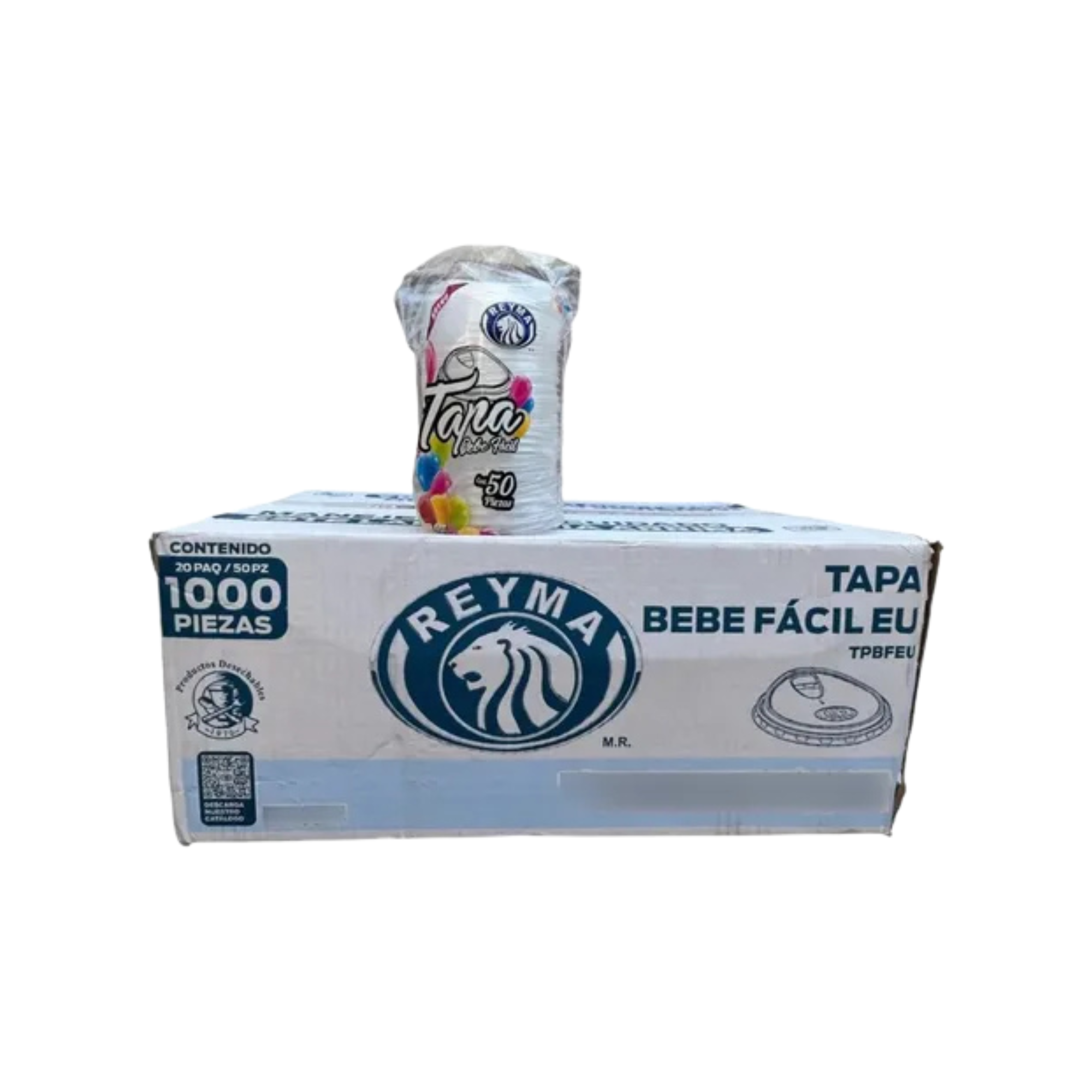 Tapa de Plástico Bebe Fácil EU Reyma TPBFEU para Vaso Paquete con 50 Piezas