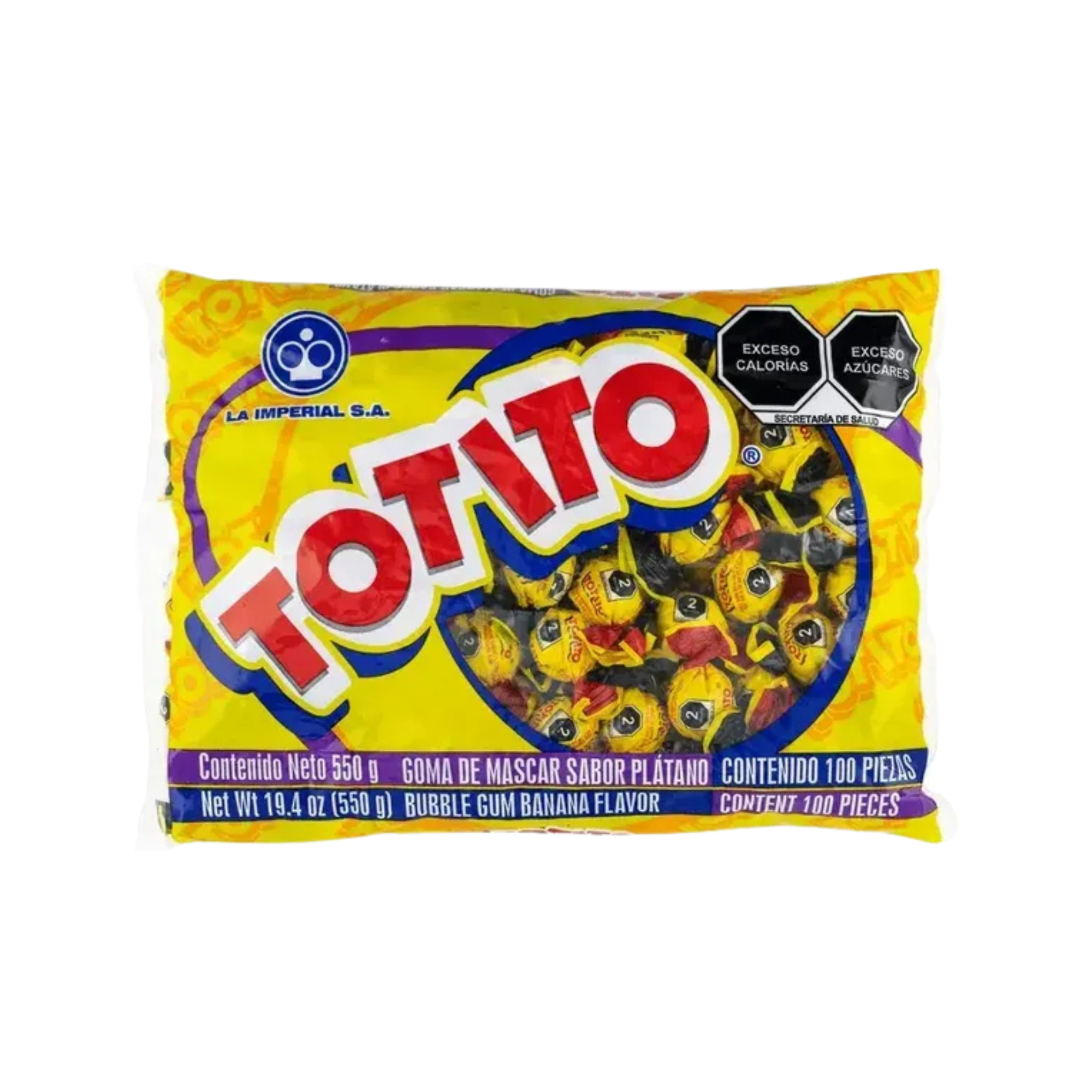 Goma de Mascar Sabor Plátano Totito La Imperial - Bolsa con 100 Piezas (550 g)