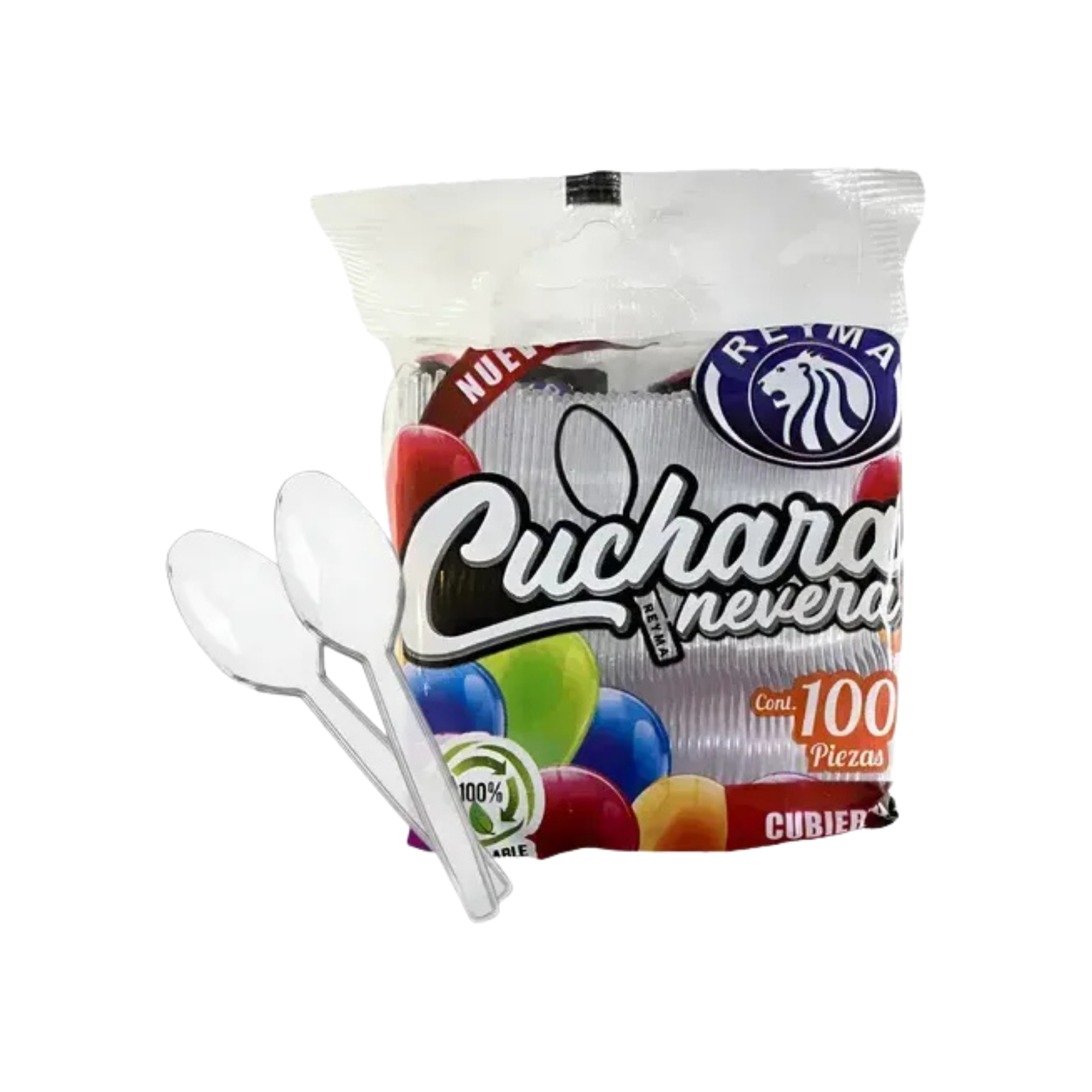 Cuchara Nevera / Nieve Transparente Reyma Caja con 20 Paquetes de 100 Piezas (2000 Piezas) Venta al Mayoreo