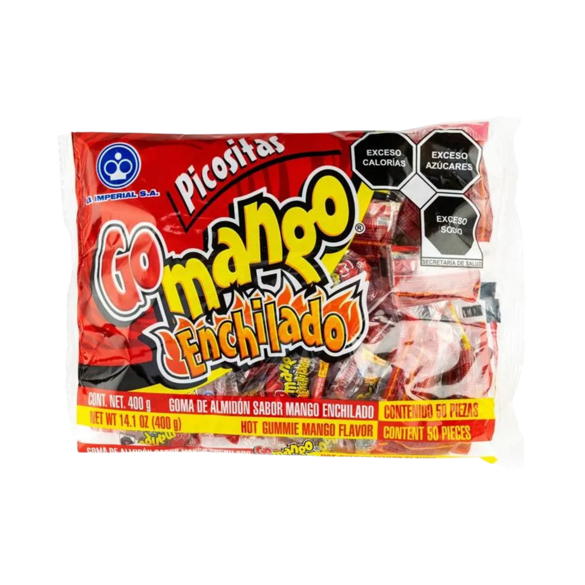Goma de Almidón Sabor Mango Enchilado Go Mango Enchilado La Imperial - Bolsa con 50 Piezas (400 g)