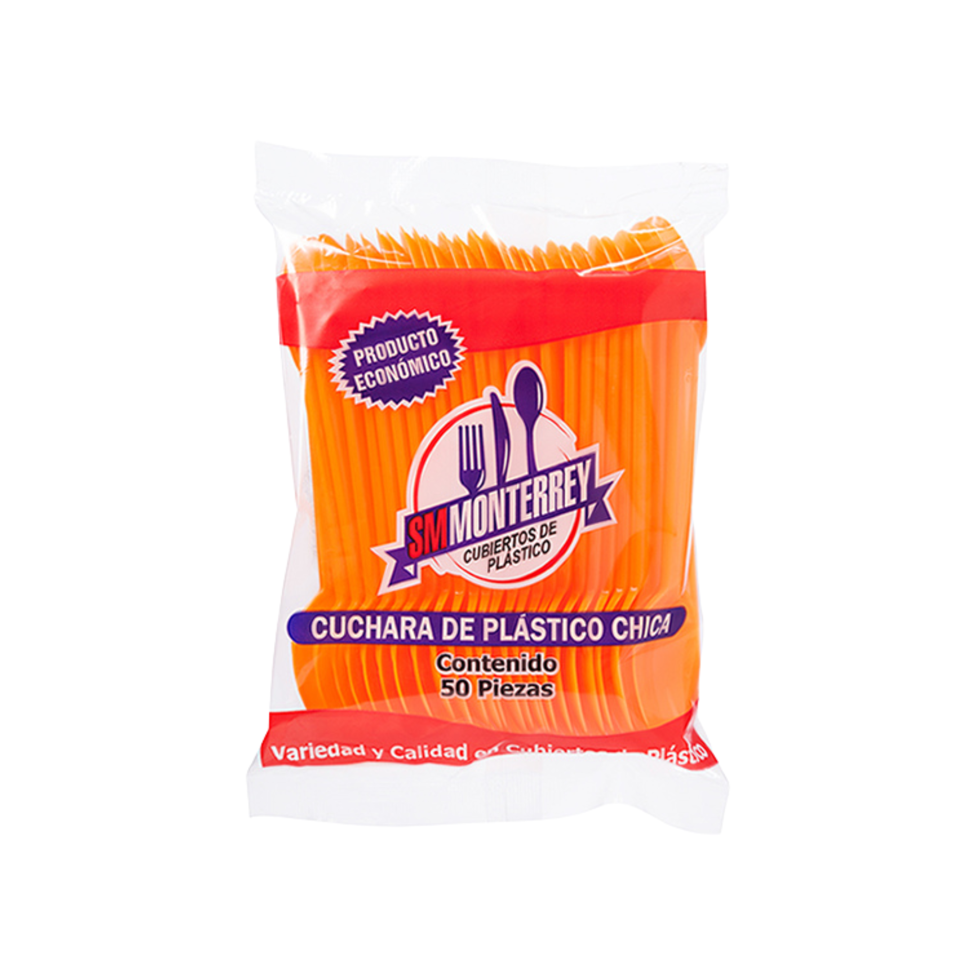 Cuchara Pastelera / Sopera Chica Naranja Neón SM Monterrey Paquete con 50 Piezas Venta al Mayoreo