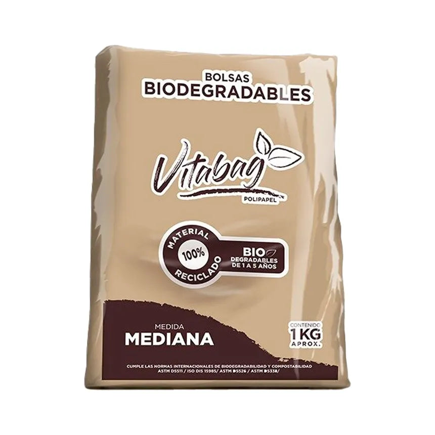 Bolsas Biodegradables Medianas Vitabag Polipapel Paquete de 1 kg