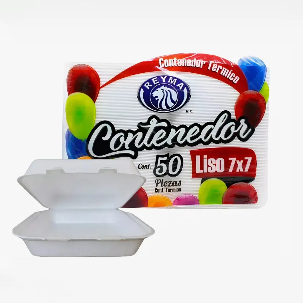 Contenedor Térmico 7x7 Liso Reyma Paquete con 50 Piezas Venta al Mayoreo