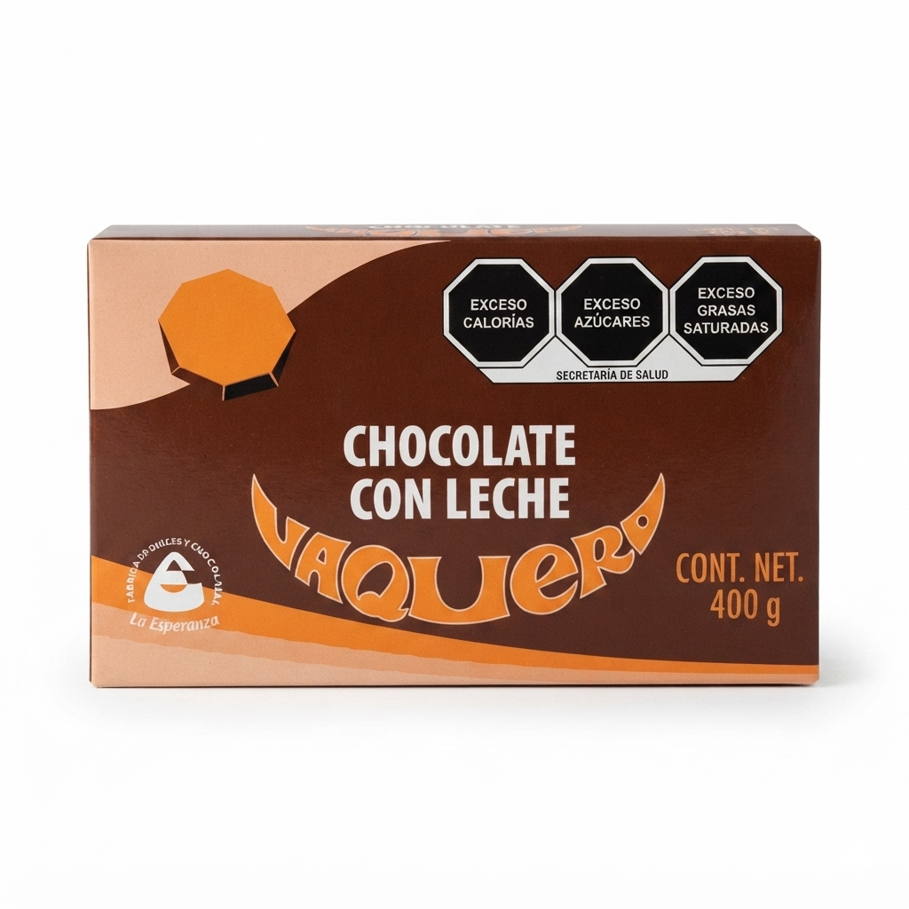 Chocolate con Leche Vaquero La Esperanza - Caja Exhibidora con 200 Piezas (400 g)