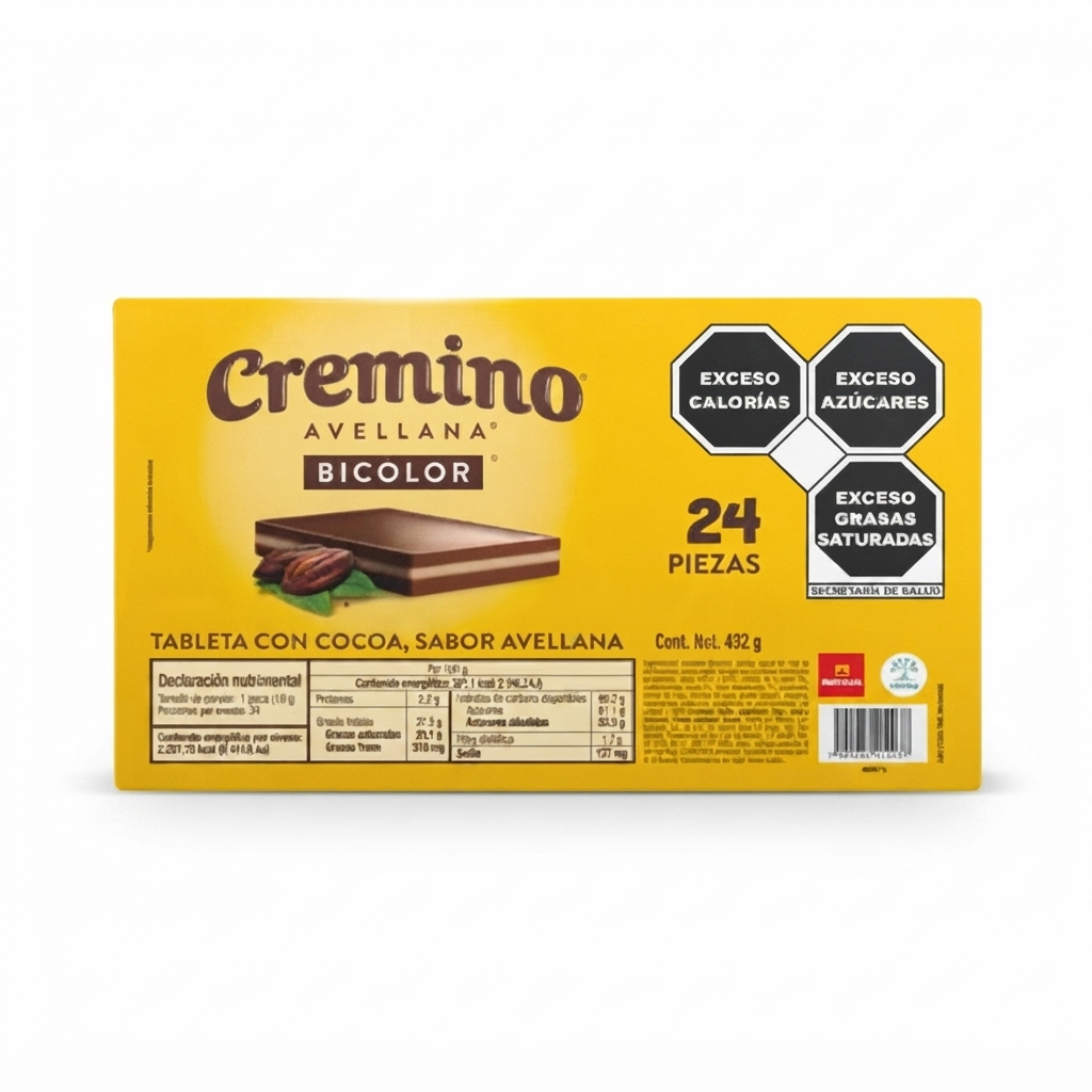 Tableta con Cocoa Sabor Avellana Cremino Bicolor - Caja Display con 24 Piezas de 18 g (432 g)