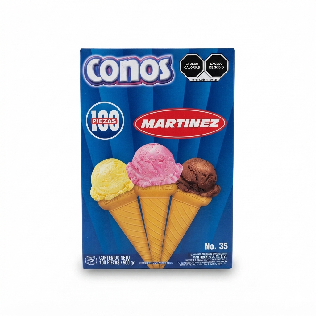 Conos para Helado Martínez No. 35 Caja con 100 Piezas Venta al Mayoreo