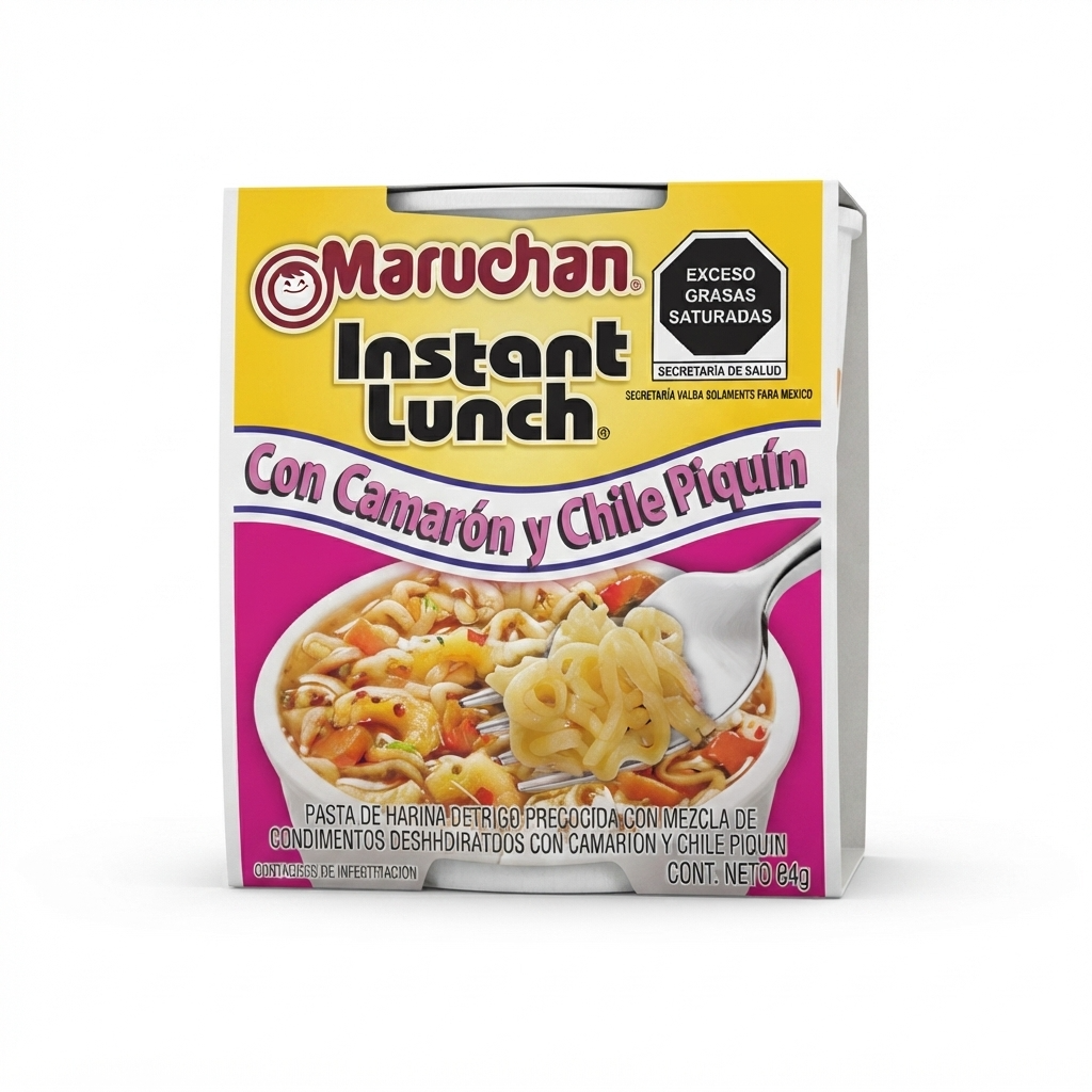 Sopa Instantánea Maruchan Instant Lunch con Camarón y Chile Piquín - Vasito de 64 g