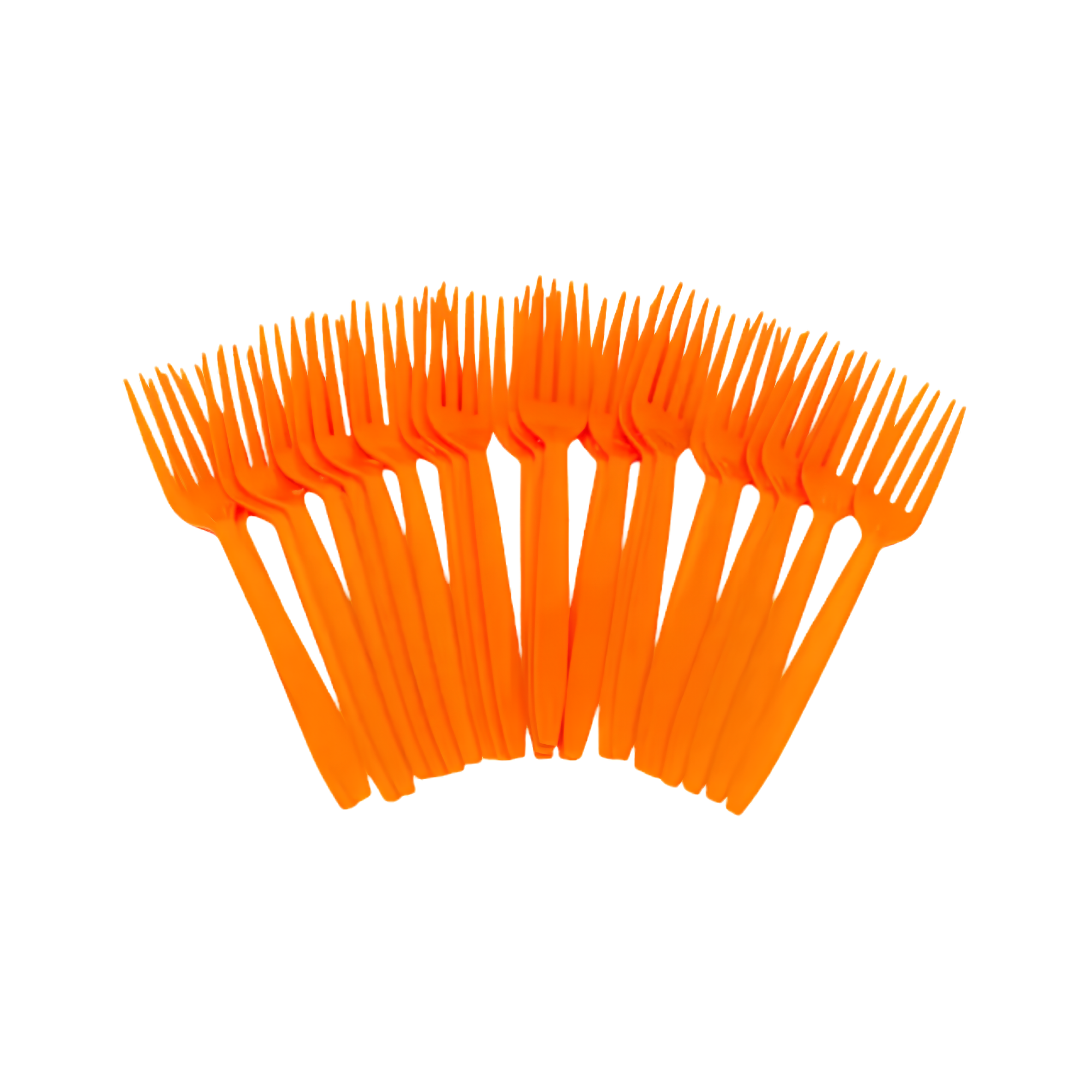 Tenedor de Plástico Naranja Neón Paquete con 50 Piezas