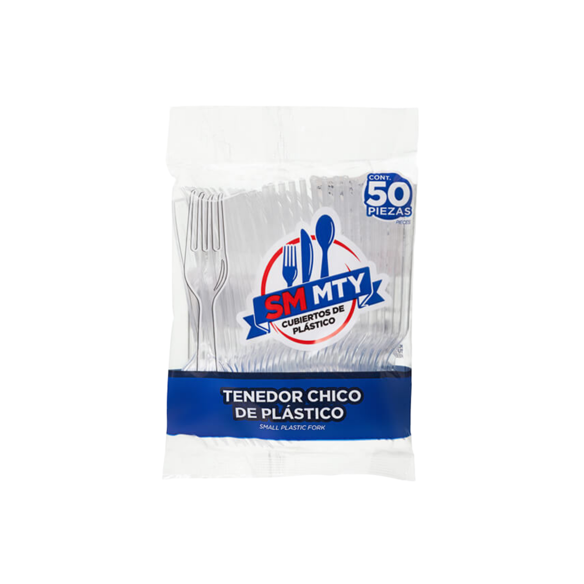 Tenedor Chico de Plástico SM MTY Paquete con 50 Piezas
