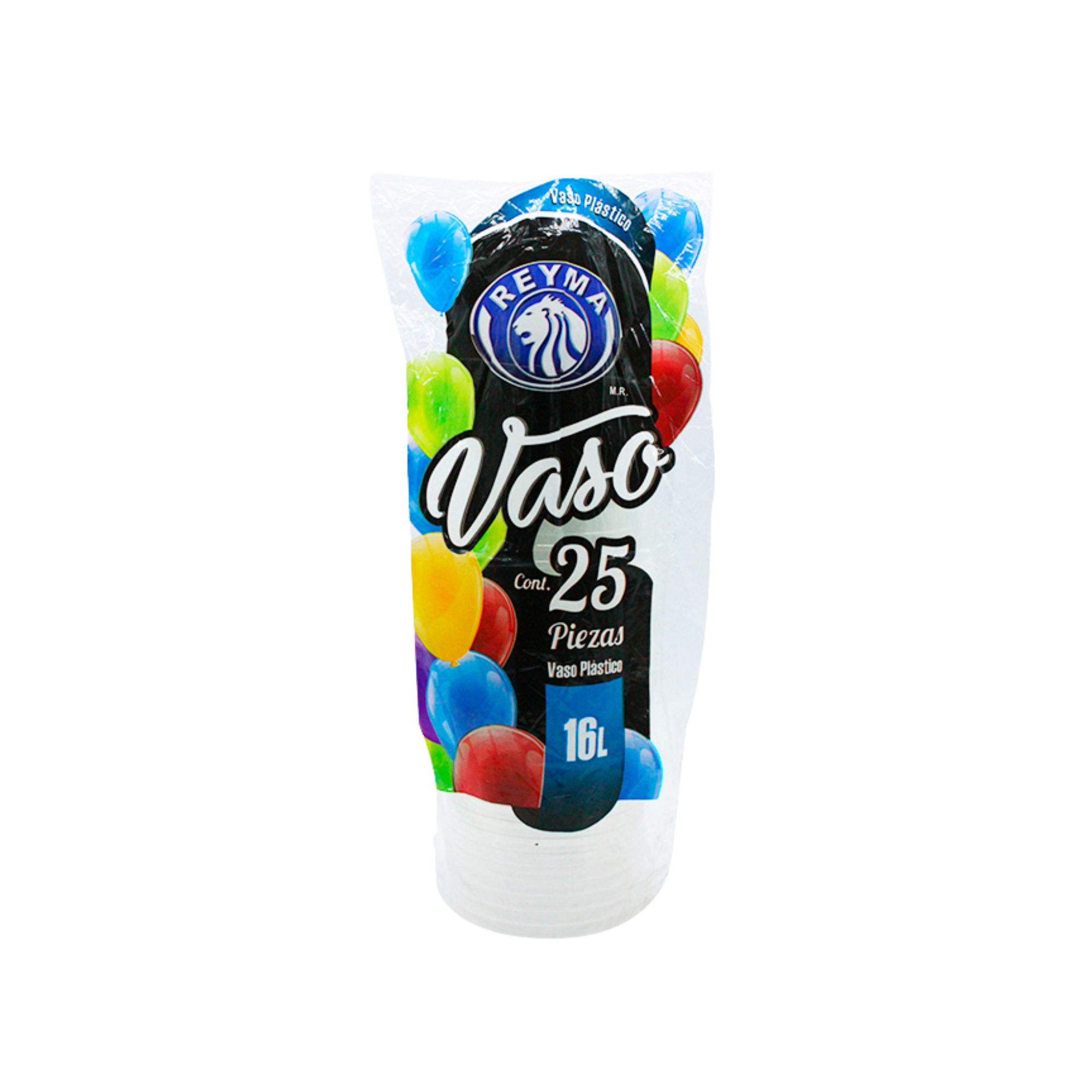 Vaso de Plástico Reyma No. 16 Largo (16L) Paquete con 25 Piezas