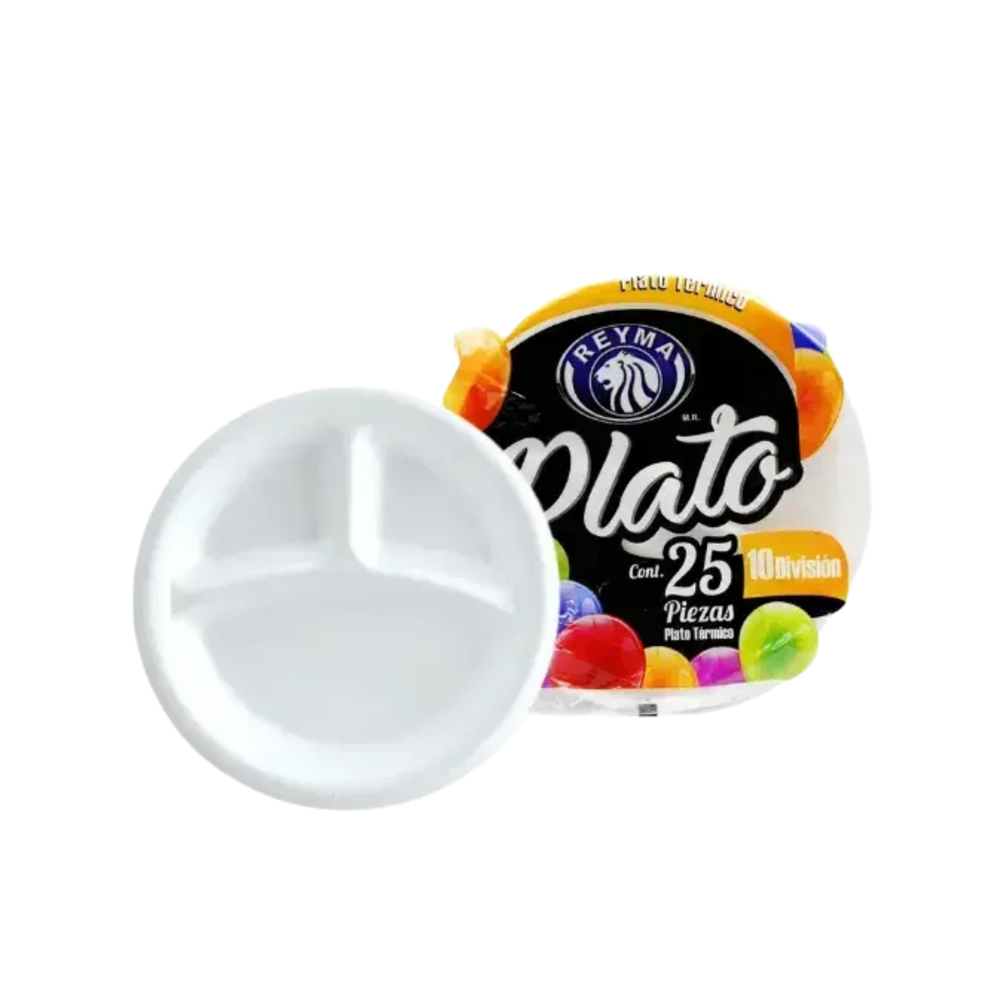 Plato Térmico de Unicel #10 con Divisiones Reyma Paquete con 25 Piezas