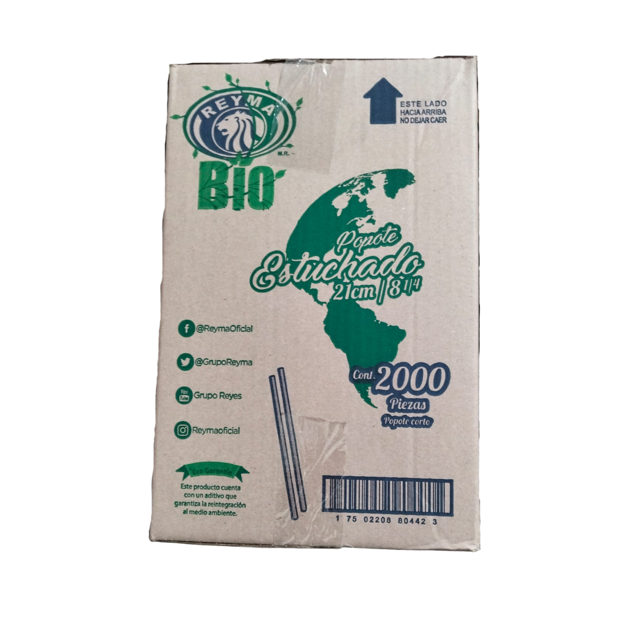 Popote Biodegradable Estuchado Reyma Bio 21 cm Paquete con 500 Piezas