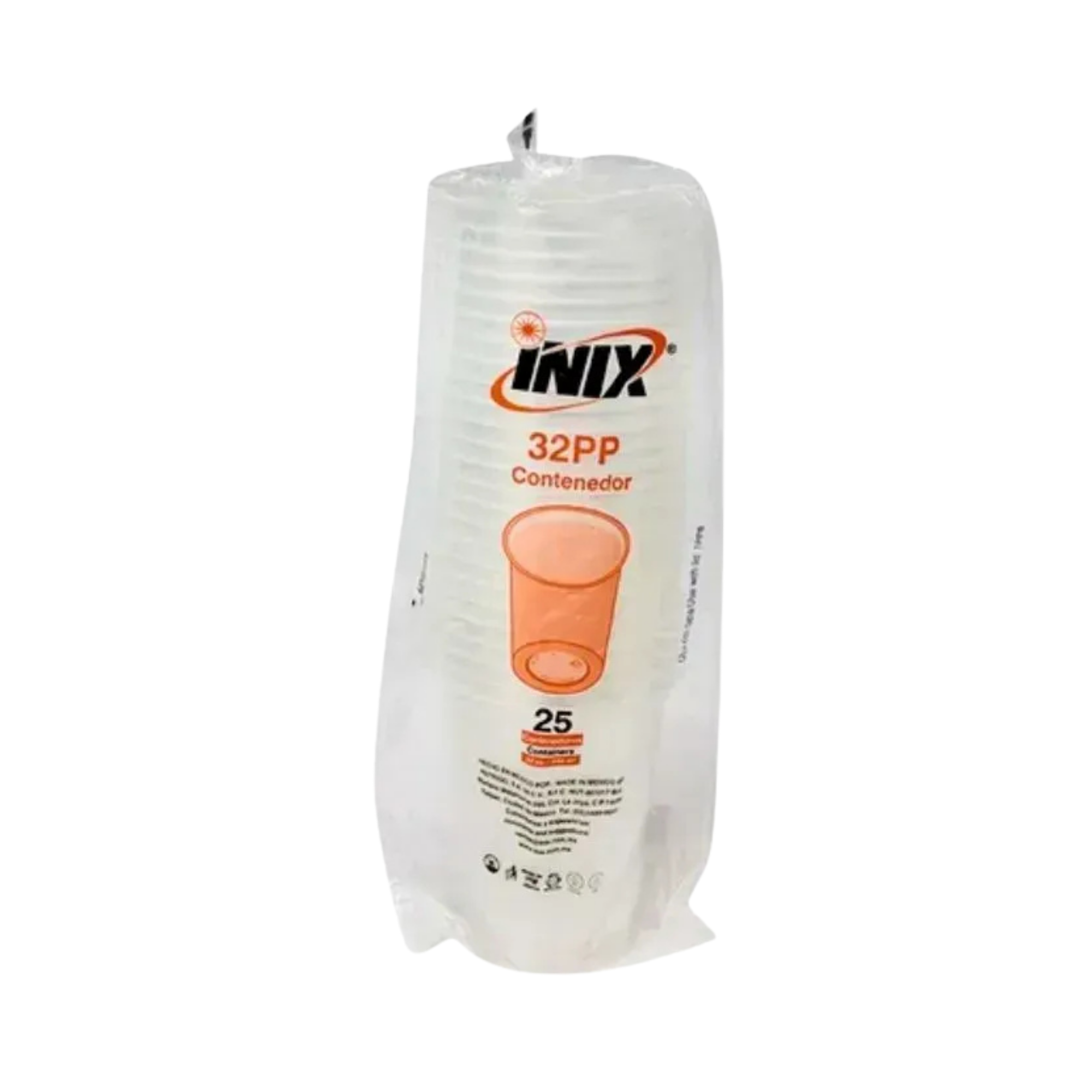 Envase Plástico Contenedor 1 Litro (32 oz) 32PP Inix Paquete con 25 Piezas
