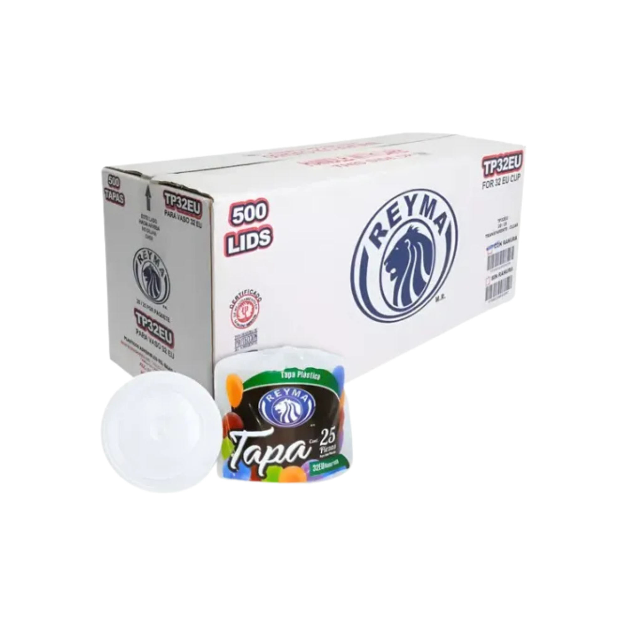 Tapa Ranurada de Plástico Reyma TP32EU para Vaso 32 EU Paquete con 25 Piezas