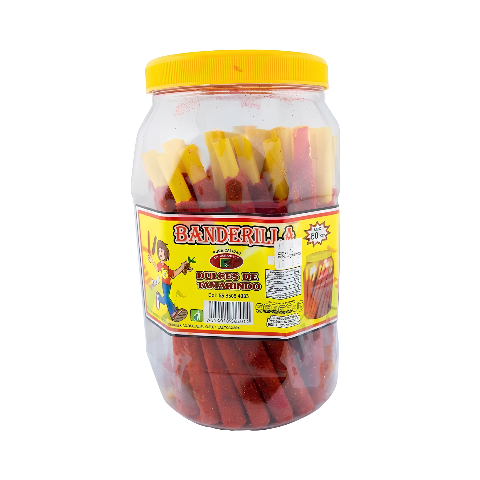 Dulces de Tamarindo Banderillas Grandes Arturin - Frasco Exhibidor con 50 Piezas