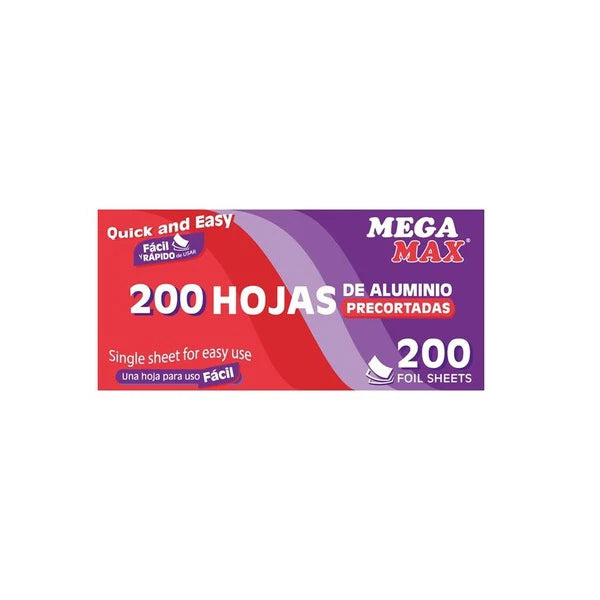 Hojas de Papel Aluminio Precortado Mega Max Caja con 200 Piezas Venta al Mayoreo